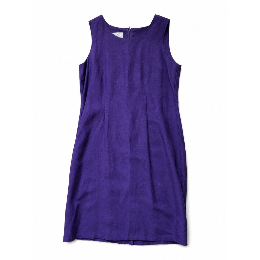 VTG Jennifer Eden Purple Ramie Rayon Sheath Dress Sleeveless Back Zip Sz 10 GUC